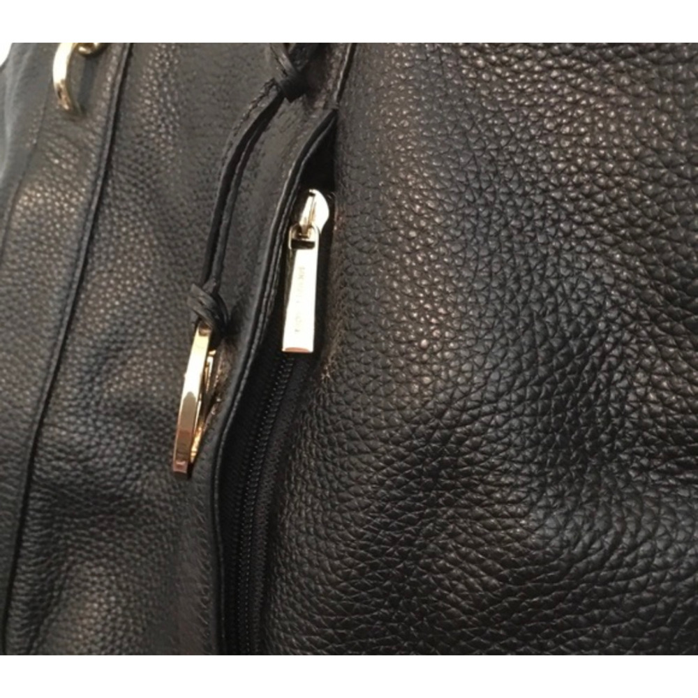 Michael Kors Black Leather Shoulder Bag Satchel Handbag, Gold Hardware - Picture 5 of 8